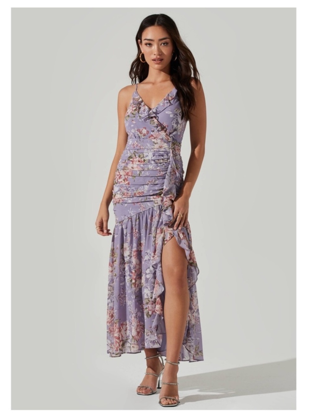 Astr Ruched Ruffle Maxi Dress
Size XS Nwot